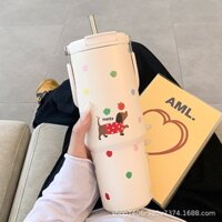 Bình Nước Giữ Nhiệt 900Ml Họa Tiết Dễ Thương Phong Cách Hàn Quốc Hot Trend Chất Liệu Cao Cấp Inox 304 Có Lắp Lọc Trà
