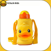 Bình Nước Giữ Nhiệt [B Duck Chính hãng] cho bé,Túi Đeo hình vịt vàng dễ thương,550ml,Chất Liệu Thép không gỉ-CÓ SẴN