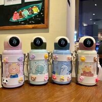Bình Nước Giữ Nhiệt Bằng Thép Không Gỉ Dung Tích Lớn 500ml Có Nắp Hình Phi Hành Gia Dễ Thương