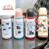 Bình Nước Giữ Nhiệt Dễ Thương ERZAP, Cốc Trà Giữ Nhiệt Nơ Chống Rò Rỉ, Kawaii 500ml Hàn Quốc Thiết Kế Ống Hút Bình Giữ Nhiệt Trẻ Em