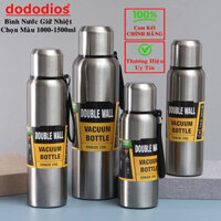 Bình Nước Giữ Nhiệt Dung Tích 1000-1500ml Inox Giữ Nhiệt Nóng Lạnh 8-12 Tiếng Có Nắp, Lưới Lọc Trà, Ly Nước Bình Giữ Nhiệt Cute Hãng Dododios - Màu Bạc - 1000ml