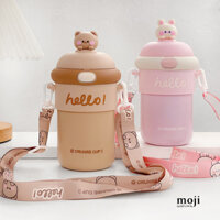 Bình nước giữ nhiệt Hello cute baby bear rabbit face kèm strap 510ml