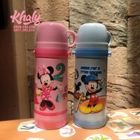 Bình nước giữ nhiệt hình chuột Mickey, Minnie cho trẻ em, các bé, học sinh - (400ml) - WD-3401