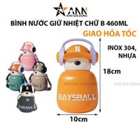 Bình Nước Giữ Nhiệt Hình Gấu Chữ B 460ml 18x10cm