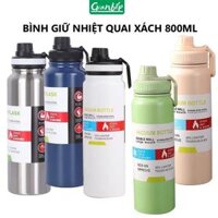 Bình Nước Giữ Nhiệt Inox 304 Thể Thao Gym 800ML Có Khay Lọc Trà, Dây Xách Ly Cốc Giữ Nhiệt Phích Giữ Nhiệt Giữ Nóng Lạnh – Nội thất gia dụng