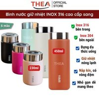 Bình nước giữ nhiệt inox mini cao cấp, cốc giữ nhiệt nóng lạnh coffee inox 316 dung tích 230-450ml đựng đa đồ uống -THEA