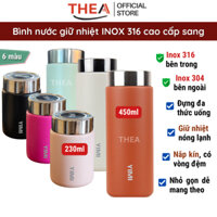 Bình nước giữ nhiệt inox mini cao cấp, cốc giữ nhiệt nóng lạnh coffee inox 316 dung tích 230-450ml đựng đa đồ uống -THEA