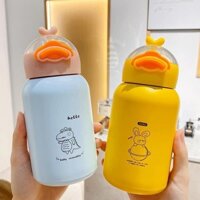 Bình Nước Giữ Nhiệt Mini Hình Đầu Vịt Siêu Cute Inox 304 Kèm Ống Hút - Dung Tích 400ml - Tặng Kèm Sticker | Gilman Home