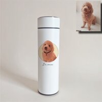 Bình nước giữ nhiệt vẽ hình thú cưng, chó mèo theo yêu cầu NOU (loại hiển thị nhiệt độ)