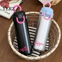 Bình nước giữ nhiệt YZ, Bình giữ nhiệt màu hồng đen 500ml bằng thép không gỉ, Nắp nảy Hàn Quốc kín dễ thương Bình giữ nhiệt Cô gái