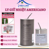 Bình nước giữ nhiệt,Cốc Giữ Nhiệt Inox Iced Americano Chuẩn 304Cao Cấp Ly Giữ Nhiệt Uống Cafe Dung Tích 300ml-600ml