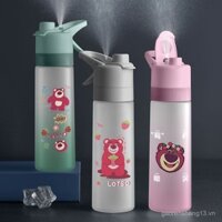 Bình nước hình gấu dâu dễ thương cho trẻ em, cốc di động cho trường học, bình xịt cần thiết cho hoạt động ngoài trời với khắc miễn phí
