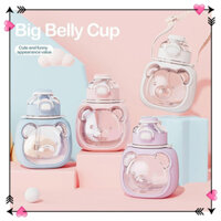 Bình Nước Hình Gấu Dễ Thương Kèm Ống Hút Dung Tích 1,000ml - Tặng phụ kiện - S196