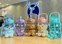 Bình nước hình gấu SMILE nhựa PP có dây đeo 1000ml