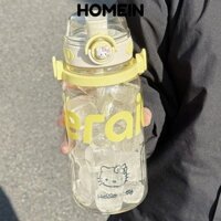 Bình Nước HOMEIN, Bình Nước Giải Khát Chống Rò Rỉ, Phim Hoạt Hình Hello Kitty Dán Dung Tích Lớn 850ml Thể Dục Thể Thao Ống Hút Cốc Nhựa Sinh Viên