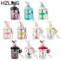 Bình Nước HZLING, Nắp Bụi Ống Hút Có Ống Hút Uống, Kawaii Dung Tích Cao 580ML Cốc Khuấy Chống Rò Rỉ Nước Trái Cây