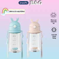 Bình nước inochi GOKI Rudy 450ml bình nước có ống hút, bình đựng nước cho bé, bình đựng sữa
