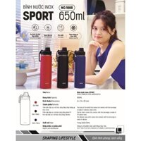 Bình nước Inox Matsu Sport (1668) 650ml, MATSU, inox 304 nhựa PP, giữ nhiệt tốt quai xách tiện lợi