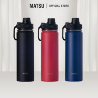 Bình nước Inox Matsu Sport (1668) 650ml, MATSU, inox 304 nhựa PP, giữ nhiệt tốt quai xách tiện lợi