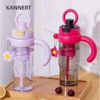 Bình Nước KANNERT, Cốc Nước Thể Thao Hoa Silicon 1200ml, Di Động Dung Tích Lớn Có Tay Cầm Cốc Nhựa Chống Rò Rỉ Mùa Hè