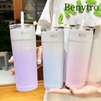 Bình Nước Lạnh Nóng BENYTRO, Chai Học Sinh Chống Rò Rỉ Màu Gradient, Cốc Cách Nhiệt Inox 304 Đơn Giản 500ml Văn Phòng Trường Học