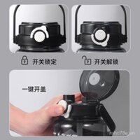Bình nước lớn cho nam, không vỡ, chịu nhiệt độ cao, bình nước thể thao bằng nhựa, di động với ống hút, cốc chia độ mùa hè, 2L