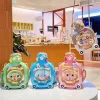 Bình Nước Lovely 1000Ml Hình Gấu Dễ Thương Kèm Dây Đeo Và Sticker