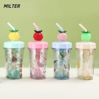 Bình Nước MILTER, 450ML Có Ống Hút Uống, Bình Whey Protein Shaker Chai Protein Chống Rò Rỉ Dung Tích Cao Kawaii Protein Lắc