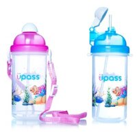 Bình nước nắp bật ống hút mềm - 500ml - Màu Hồng, màu xanh-UP0621Y