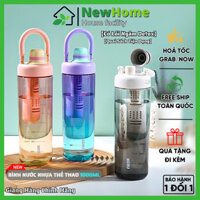Bình Nước Nhựa 1000ML Có Lõi Ngâm Detox Kèm Quai Sách Đi Dã Ngoại - Thể Thao Tiện Dụng.