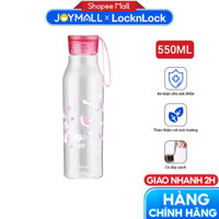 Bình nước nhựa 550ML Eco LocknLock ABF644LPIK Sakura, Hàng chính hãng, anh đào, nắp kèm dây silicone, chống rỉ - JoyMall