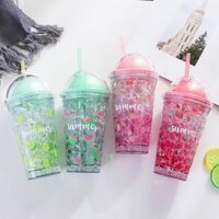 🌈Bình nước nhựa đá mờ trái cây 450ml - mã K233