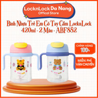Bình nước nhựa trẻ em có tay cầm ống hút trợ lực LocknLock Kids Dual Bottle 420ml - 2 Màu - ABF852
