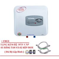 Bình Nước Nóng Chống Giật Rossi R15Ti 15 lít tặng 2 dây cấp inox, 2 kép inox, 1 băng tan