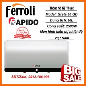 Bình nóng lạnh Rapido Greta GD30L