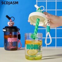 Bình nước SCDJASM, Cốc uống nước cầm tay 580ML / 520ML, Kawaii có ống hút chống rò rỉ Whey Protein Shaker Chai nước ép trái cây