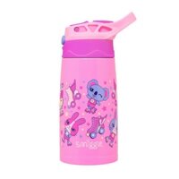 Bình nước Smiggle Movin' Junior Stainless Steel Flip Drink Bottle Pink - IGL440988PNK