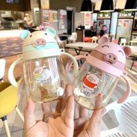 Bình Nước Tập Uống Cho Bé Có Van Chống Sặc nhiều họa tiết xinh xắn, nhựa cao cấp an toàn cho trẻ Voi
