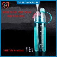 Bình nước thể thao có đầu xịt phun sương thể tích 600ml, bình nước có vòi phun sương kết hợp 2 IN 1