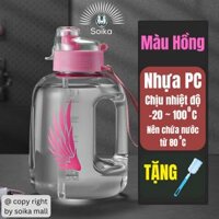 Bình Nước Thể Thao Có Ống Hút Chịu Nhiệt Độ Cao SOIKA Free BPA SW02  Tặng Cây Vệ Sinh Bình - Hồng - 1.7 Lít
