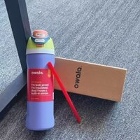 Bình nước thể thao ngoài trời Owala mới, nắp lật bằng thép không gỉ 304, cốc cách nhiệt chân không 24oz màu xanh đậm 55XZ