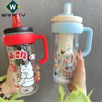 Bình Nước Thể Thao WAPKTY, Ly Ống Hút Nhựa 800ml, Phong Cách Ins Chống Rò Rỉ Có Tay Cầm Chai Uống
