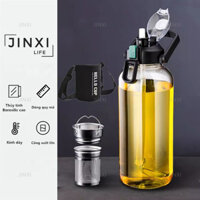 Bình Nước Thủy Tinh 2L / 1.5L / 1L Có Dây Đeo Ngoài Trời Dung Tích Lớn Bình Nước Di Động Chống Rò Rỉ Đồ Uống Tách Trà Cốc