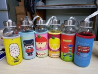 BÌNH NƯỚC THỦY TINH 300ML CÓ VẢI BỌC