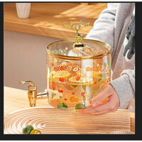 Bình nước thuỷ tinh chịu nhiệt kèm sticker dung tích 2,5L có kệ  trang trí