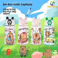 Bình nước trẻ em Capybara 500ml có ống hút dễ thương chống rò rỉ