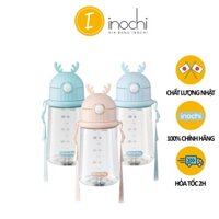 Bình nước trẻ em Goki Rudy 450 ml có dây đeo kháng khuẩn cho bé đi học đi chơi chính hãng Inochi