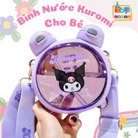 Bình Nước Trong Suốt Kuromi, Gấu Dâu,Hello Kitty,Mickey,Siêu Nhân, Dung Tích 750ml 2 Ống Hút, Có Dây Đeo Cho Bé TIện Lợi