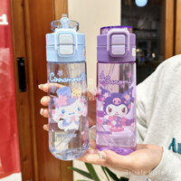 Bình nước uống đôi chai nước ống hút tritan chính hãng Kuromi Cinnamoroll 560ml Bình nước uống thẳng Bình nước uống Hello Kitty My Melody Bình nước nhựa chống rơi cho trẻ em mùa hè