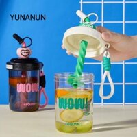 Bình Nước YUNAUN, 580ML / 520ML Có Ống Hút Uống, Mũ Chống Rò Rỉ Ống Hút Bụi Kawaii Chai Whey Protein Shaker Dung Tích Cao Cấp Nước Trái Cây